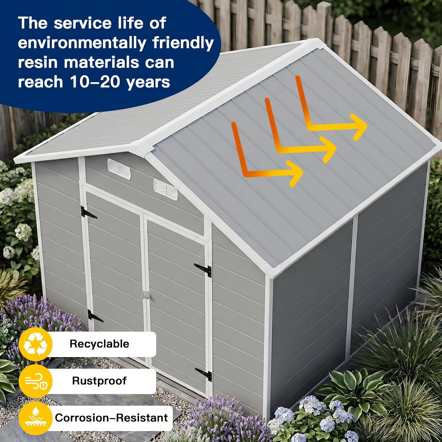 Gardening Tool - 8x6 FT Outdoor Storage Shed with