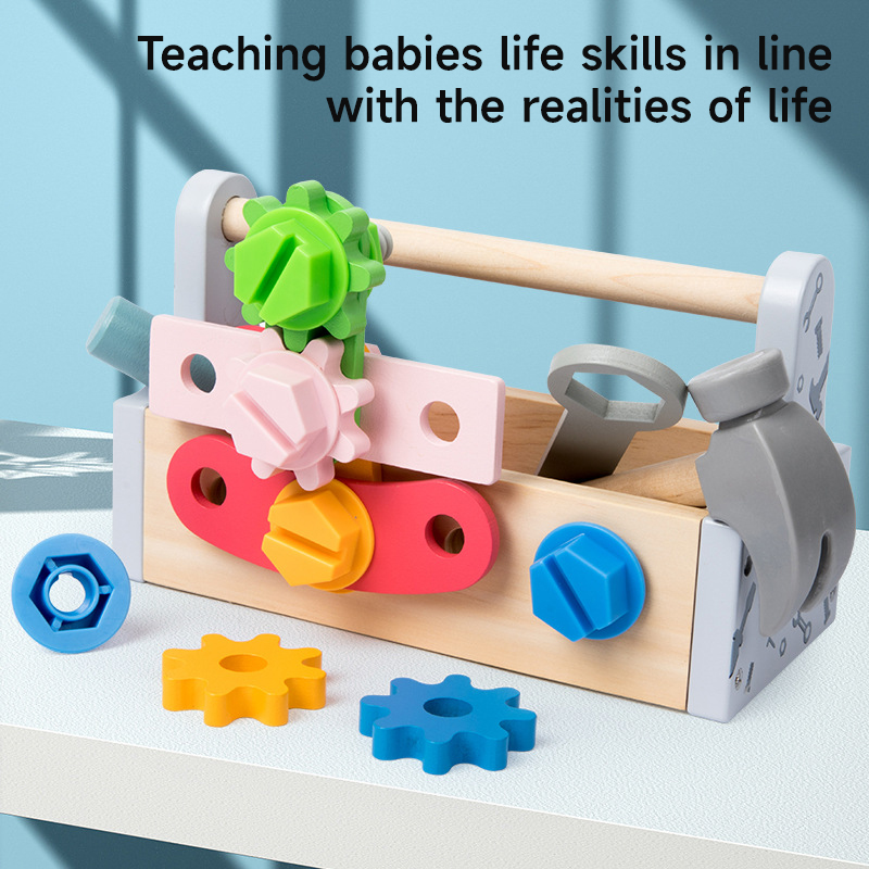 Gardening Tools Kit For Kids - Children Toolbox Wooden Toys DIY Screw