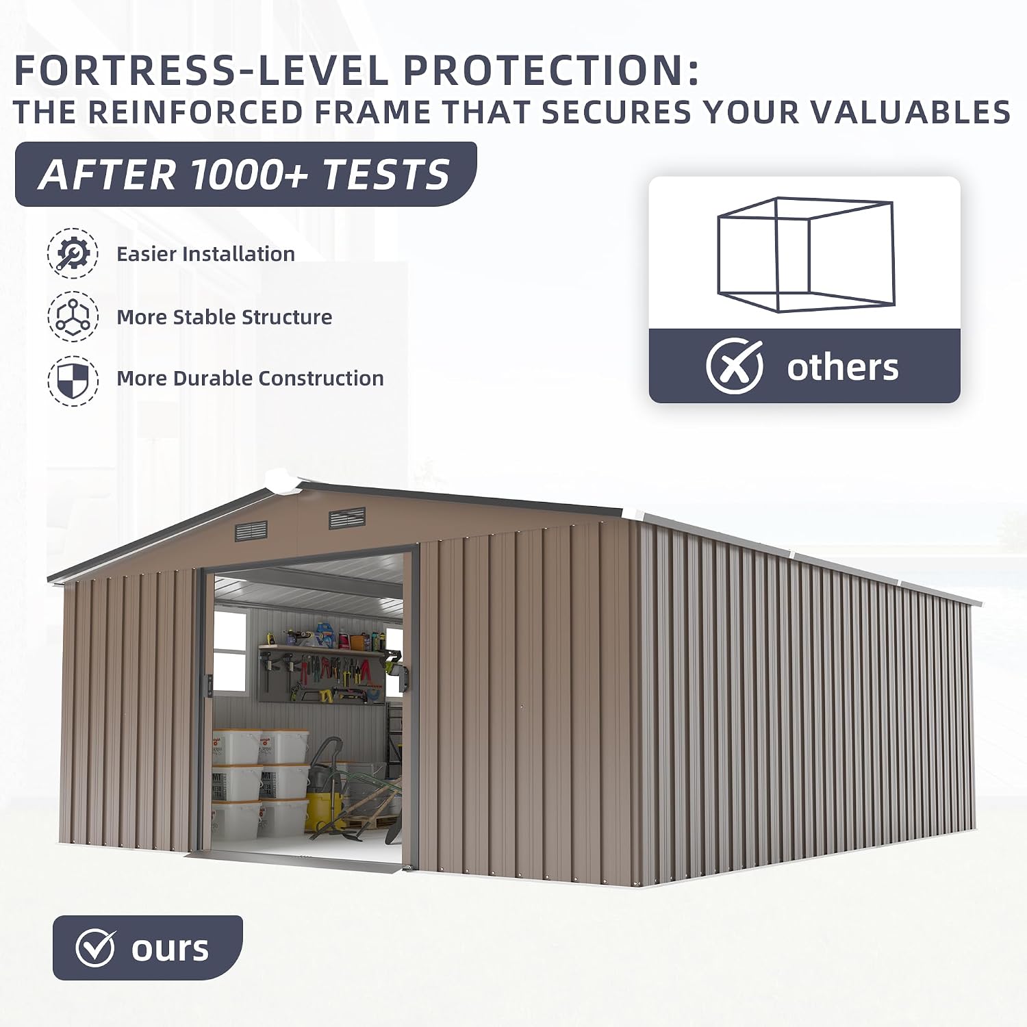 Gardening Tool - 10x12 FT Outdoor Metal Storage Shed