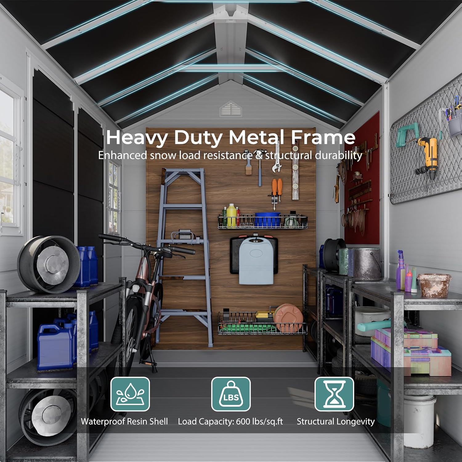 Resin Storage Shed w/Floor & O - Gardening Tool recension och pris