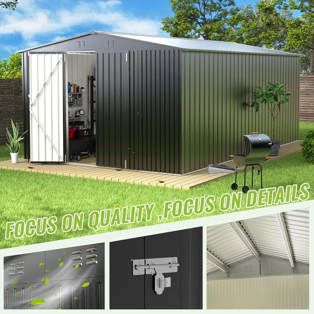 Durable Metal Outdoor Storage  - Gardening Tools And Equipment recension och pris