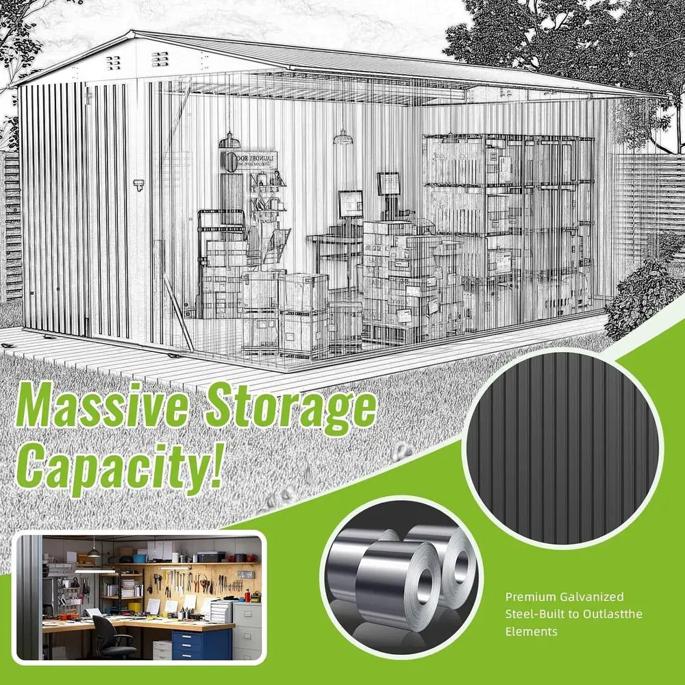 Durable Metal Outdoor Storage  - Gardening Tools And Equipment recension och pris