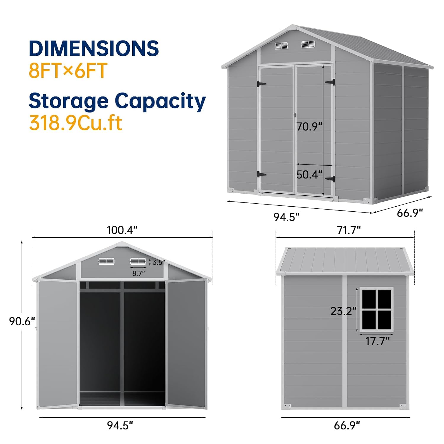 8x6 FT Outdoor Storage Shed wi - Gardening Tool recension och pris