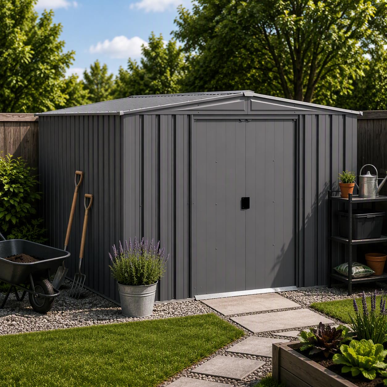 Steel Storage Shed Weatherproo - Gardening Tools And Equipment recension och pris