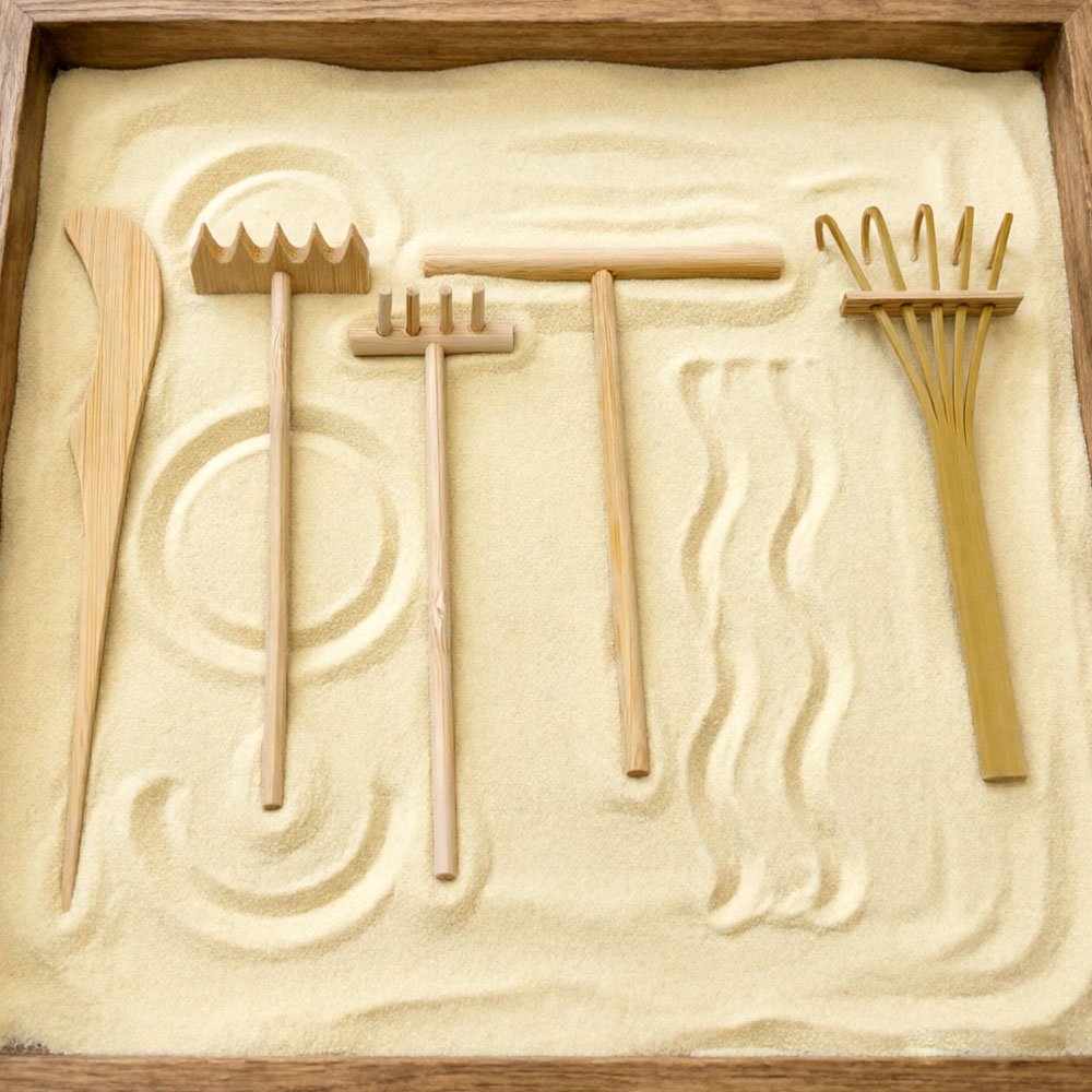 6 Pcs Bamboo Sand Rake Tool Ki - Zen Gardening Tools recension och pris