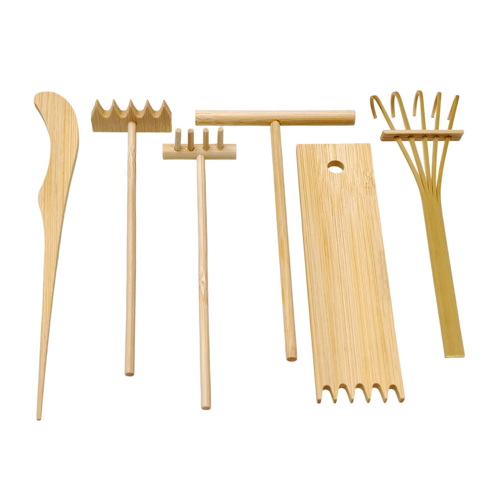 6 Pcs Bamboo Sand Rake Tool Ki - Zen Gardening Tools recension och pris