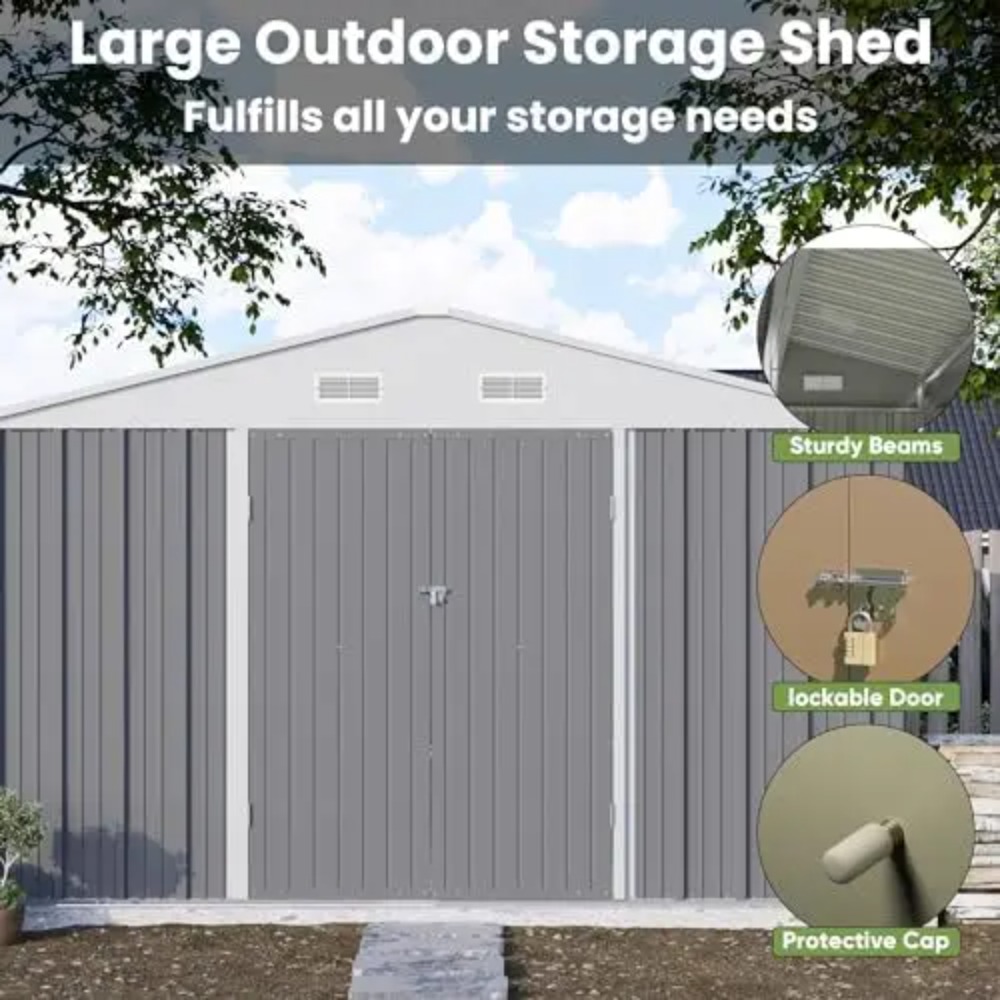 10x10 FT Metal Storage Shed, B - Gardening Tool recension och pris