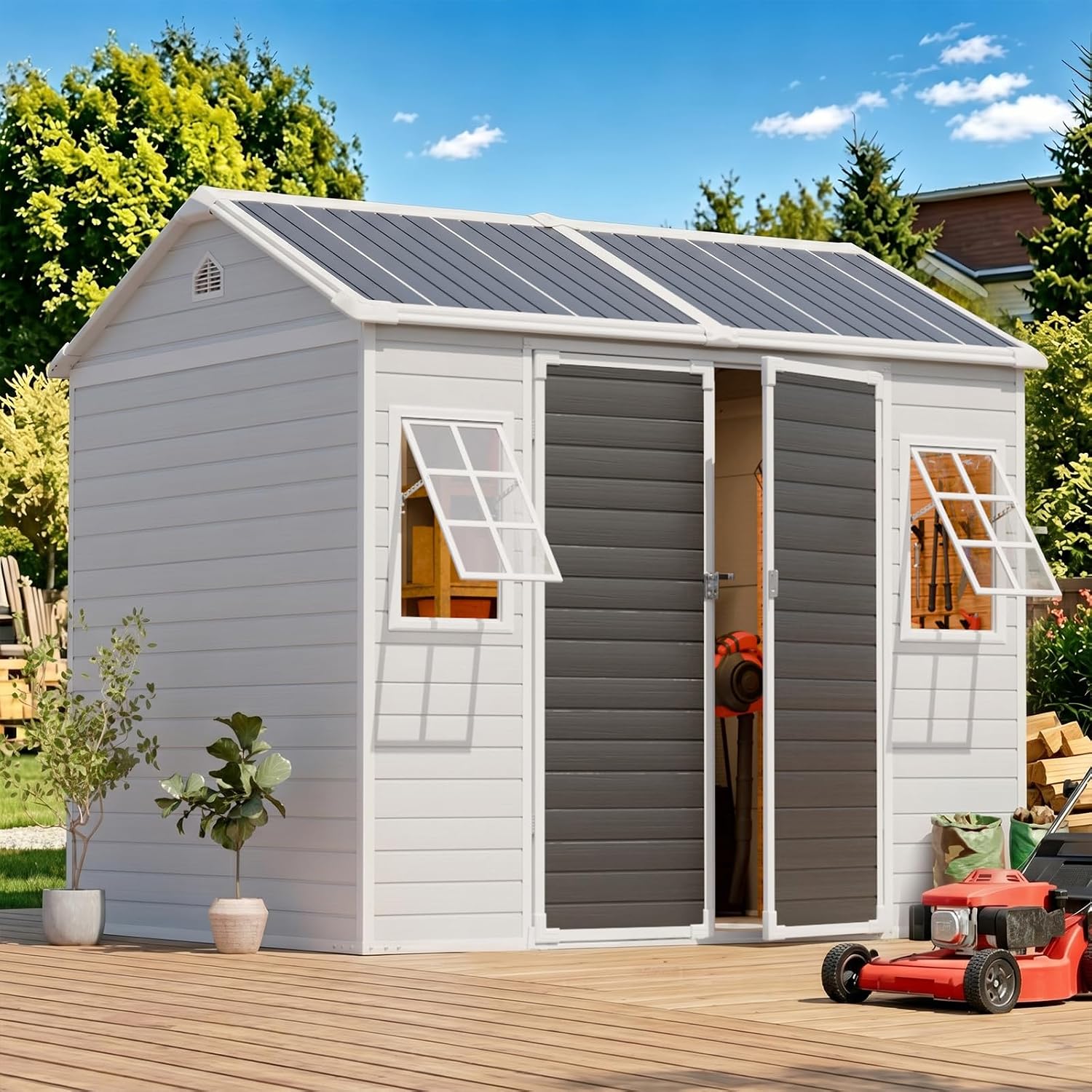 8x6 FT Resin Storage Shed with - Gardening Tool recension och pris