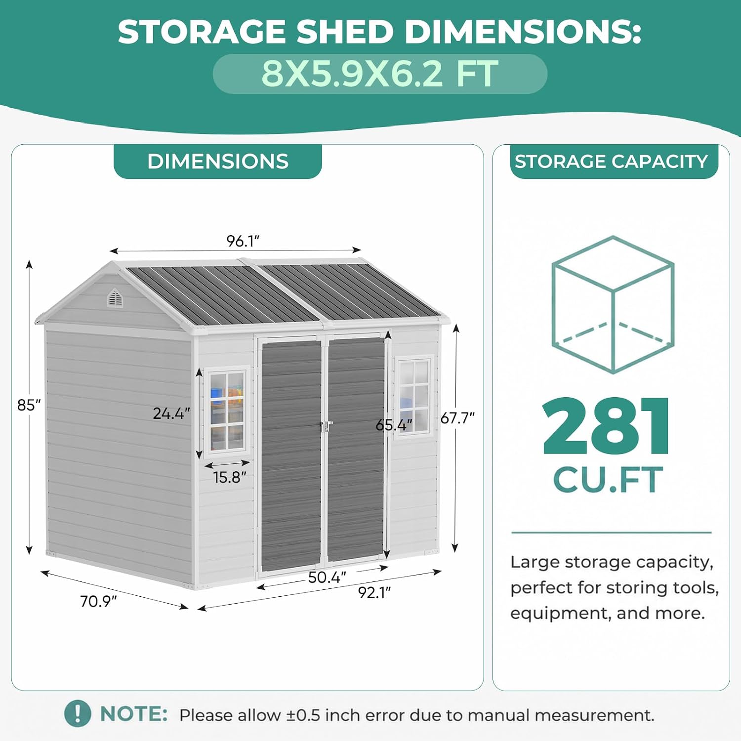 8x6 FT Resin Storage Shed with - Gardening Tool recension och pris