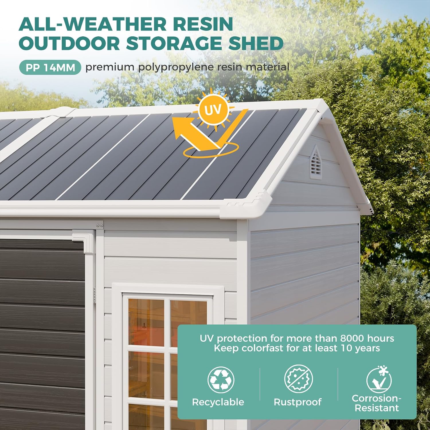 8x6 FT Resin Storage Shed with - Gardening Tool recension och pris