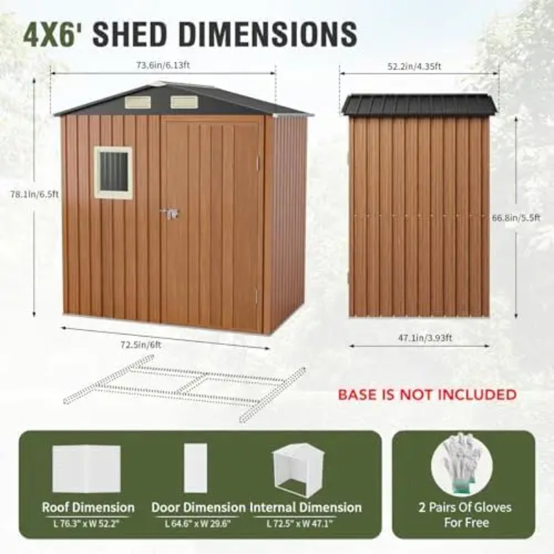 Outdoor Storage Shed 6x4 Ft, L - Gardening Tool recension och pris